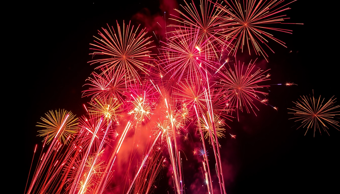 Celebrate with vibrant wholesale fireworks lighting up the night sky in a spectacular display.